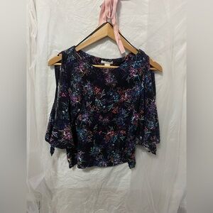 H&M Floral Tie-Sleeve Cold-Shoulder Blouse - EUC - Size 6